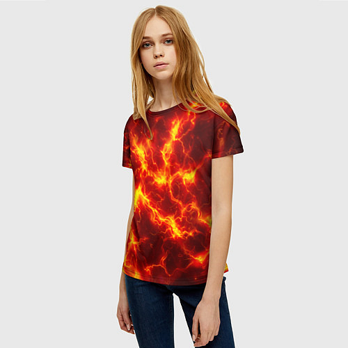 Женская футболка Текстура огня / 3D-принт – фото 3