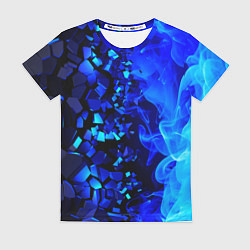 Футболка женская Осколки плиток и синий огонь, цвет: 3D-принт