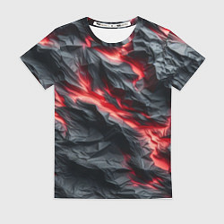 Женская футболка Раскаленная лава на горных камнях