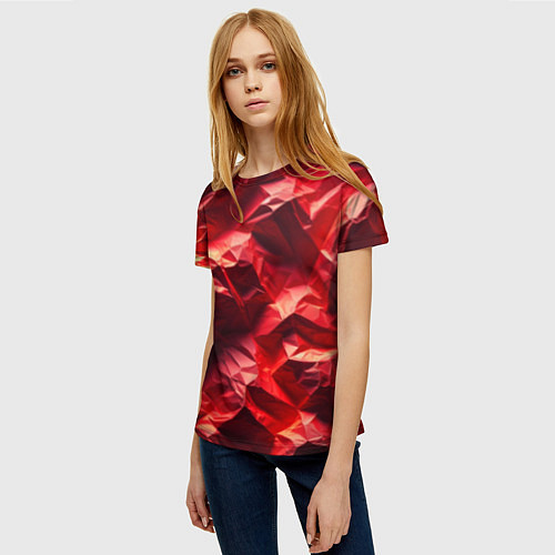Женская футболка Эффект текстуры мятой красной бумаги / 3D-принт – фото 3