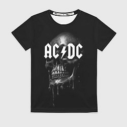 Женская футболка AC DC - большой череп с подтеками