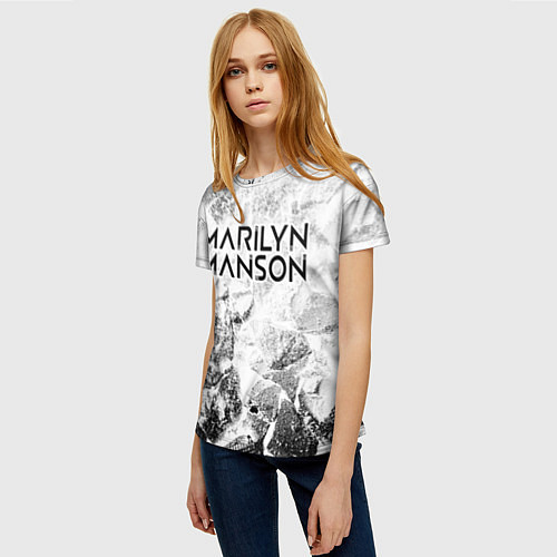 Женская футболка Marilyn Manson white graphite / 3D-принт – фото 3