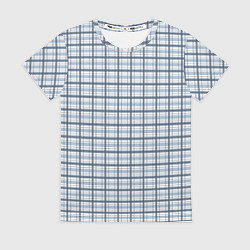 Женская футболка Светлый бело-синий паттерн клетчатый