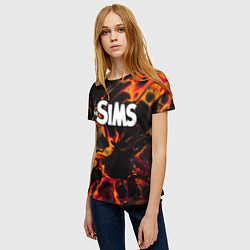 Футболка женская The Sims red lava, цвет: 3D-принт — фото 2