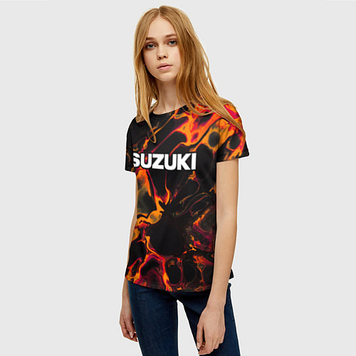 Женская футболка Suzuki red lava / 3D-принт – фото 3