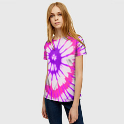 Футболка женская Тай дай розовый с фиолетовым, цвет: 3D-принт — фото 2
