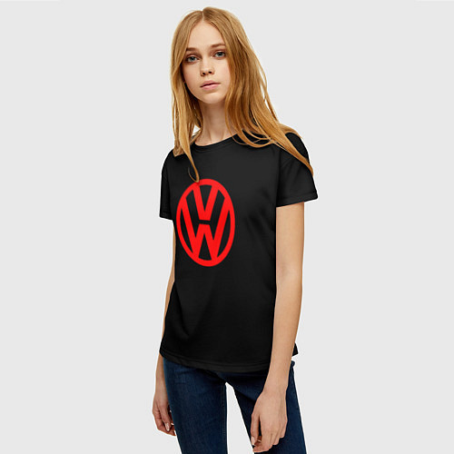 Женская футболка Volkswagen red logo / 3D-принт – фото 3