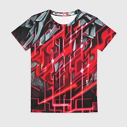 Футболка женская Красно-белая абстракция, цвет: 3D-принт