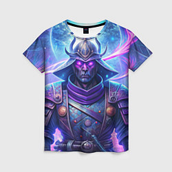 Футболка женская Самурай ледяной фэнтезийный синий стиль - вьюга, цвет: 3D-принт