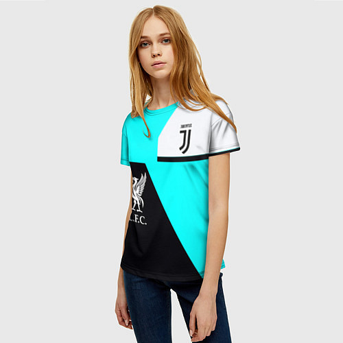 Женская футболка Juventus x Liverpool geometry / 3D-принт – фото 3