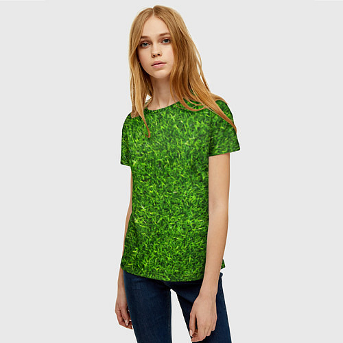 Женская футболка Текстура газона / 3D-принт – фото 3