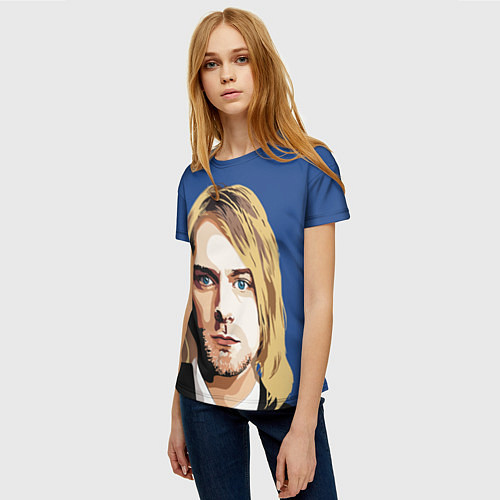 Женская футболка Курт Кобейн портрет / 3D-принт – фото 3