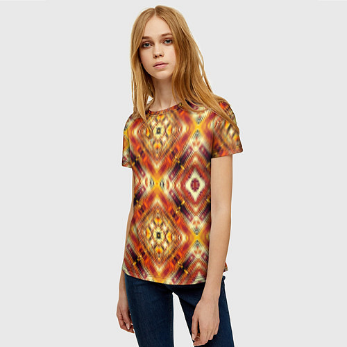Женская футболка Ромбовидный орнамент / 3D-принт – фото 3
