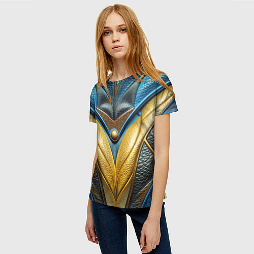 Женская футболка Объемная футуристичная объемная текстура из кожи / 3D-принт – фото 3