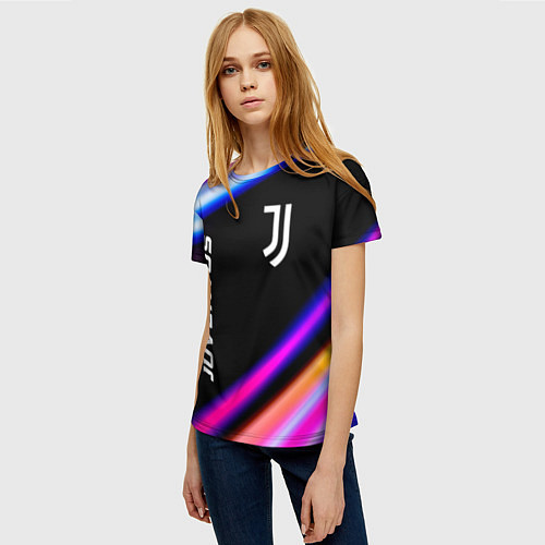 Женская футболка Juventus speed game lights / 3D-принт – фото 3