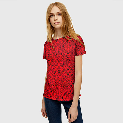 Женская футболка Красный текстурированный / 3D-принт – фото 3