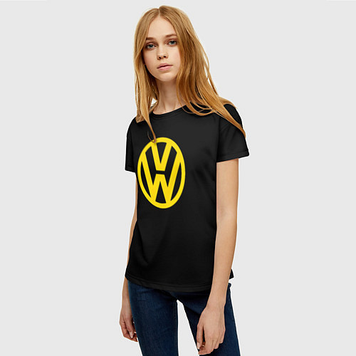 Женская футболка Volkswagen logo yellow / 3D-принт – фото 3