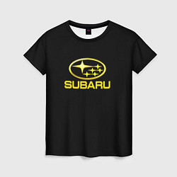 Футболка женская Subaru logo yellow, цвет: 3D-принт