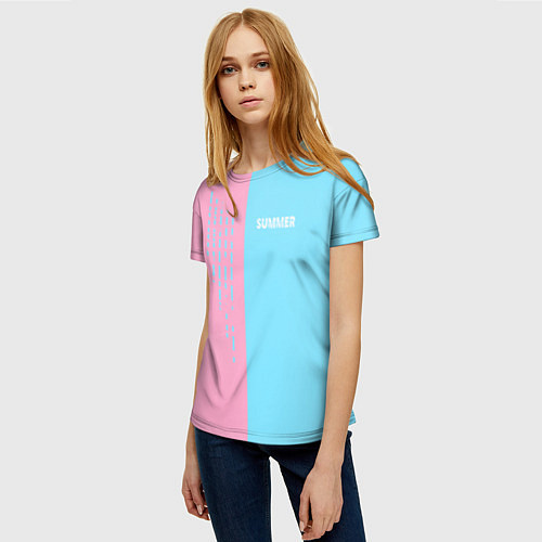 Женская футболка Summer-pink and blue / 3D-принт – фото 3