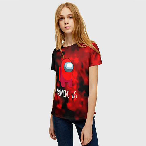 Женская футболка Among us красный / 3D-принт – фото 3