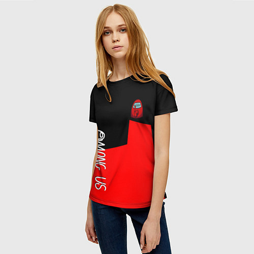 Женская футболка Амонг ас геометрия красный / 3D-принт – фото 3