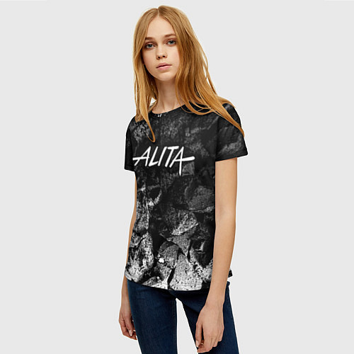 Женская футболка Alita black graphite / 3D-принт – фото 3
