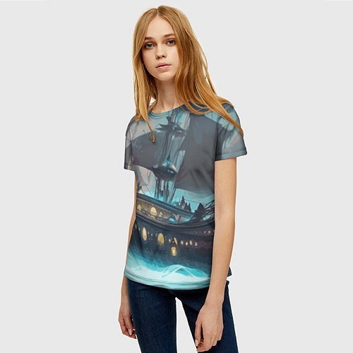 Женская футболка Мистический корабль / 3D-принт – фото 3