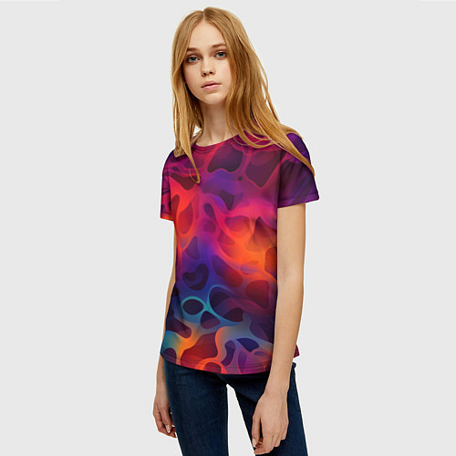 Женская футболка Паттерн неоновой волны / 3D-принт – фото 3