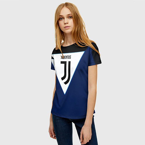 Женская футболка Juventus sport geometry color / 3D-принт – фото 3
