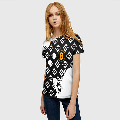 Женская футболка Bitcoin pattern binance / 3D-принт – фото 3