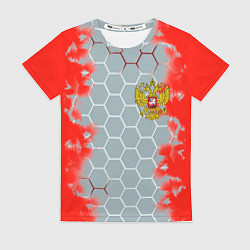 Женская футболка Россия абстрактные соты