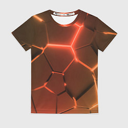 Женская футболка Оранжевые неоновые плиты в разломе