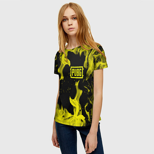 Женская футболка PUBG жёлтый огонь / 3D-принт – фото 3