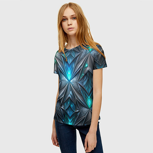 Женская футболка Темная текстура со свечением / 3D-принт – фото 3