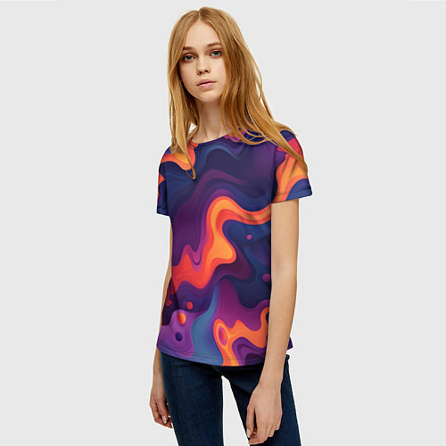 Женская футболка Неоновый спектр / 3D-принт – фото 3