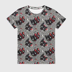 Женская футболка Черные коты в оптической иллюзии