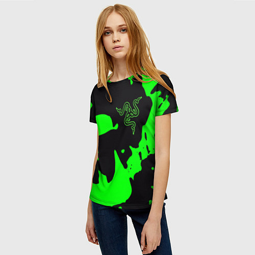 Женская футболка Razer кислотный стиль краски / 3D-принт – фото 3
