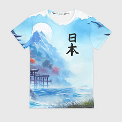 Женская футболка Японский морской пейзаж - нейроарт