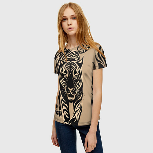 Женская футболка Татуировка с тигром / 3D-принт – фото 3