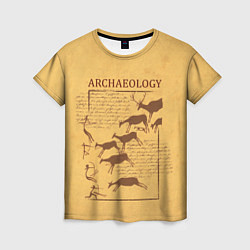 Футболка женская Археолог - наскальные рисунки с оленями, цвет: 3D-принт
