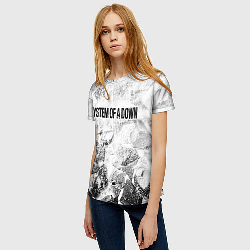 Женская футболка System of a Down white graphite / 3D-принт – фото 3