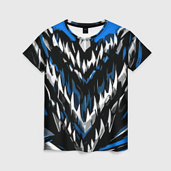 Женская футболка Абстрактные бело-синие шипы