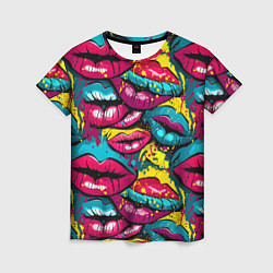 Футболка женская Граффити губы женские с блеском, цвет: 3D-принт