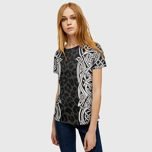 Женская футболка Скандинавский кельтский узор / 3D-принт – фото 3