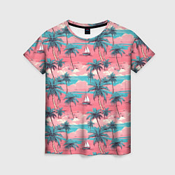 Футболка женская Летний закат на море паттерн-текстура, цвет: 3D-принт