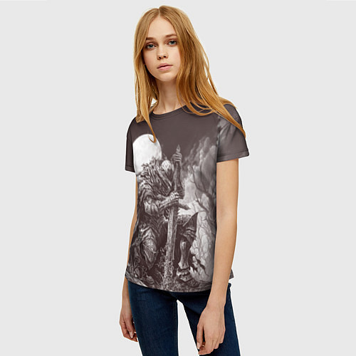 Женская футболка Уставший воин под луной / 3D-принт – фото 3