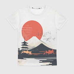 Футболка женская Японский осенний пейзаж, цвет: 3D-принт