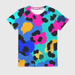 Футболка женская Радужный неоновый леопард, цвет: 3D-принт