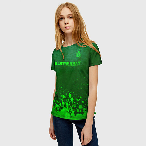 Женская футболка Galatasaray - green gradient посередине / 3D-принт – фото 3