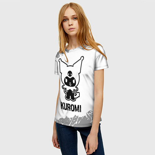 Женская футболка Kuromi glitch на светлом фоне / 3D-принт – фото 3
